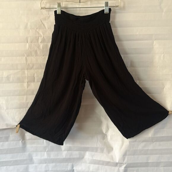 Art Class Girl's Black Crinkle Wide Leg Pants Size Medium High Rise Casual - Picture 2 of 4